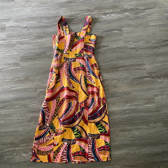 Farm Rio Linen Banana Midi Dress - Picture 5 of 6